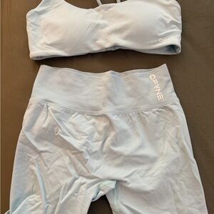 DFYNE ocean mist impact shorts and dynamic twist sports bra